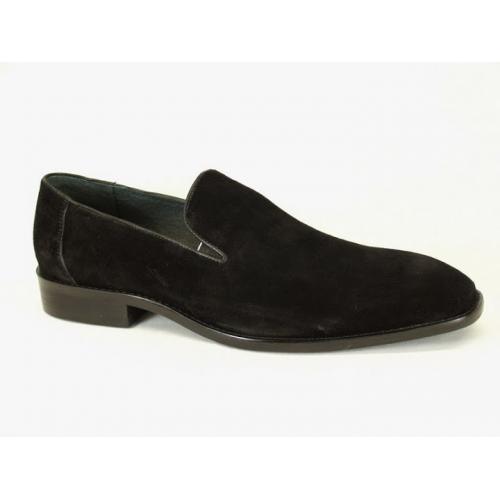 Carrucci Black Suede Perforation Loafers KS259-310S